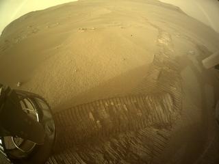 View image taken on Mars, Mars Perseverance Sol 416: Rear Left Hazard Avoidance Camera (Hazcam)