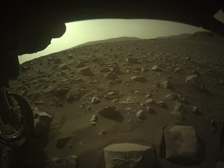 View image taken on Mars, Mars Perseverance Sol 419: Front Left Hazard Avoidance Camera (Hazcam)