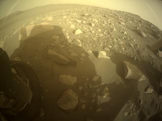 View image taken on Mars, Mars Perseverance Sol 419: Rear Left Hazard Avoidance Camera (Hazcam)
