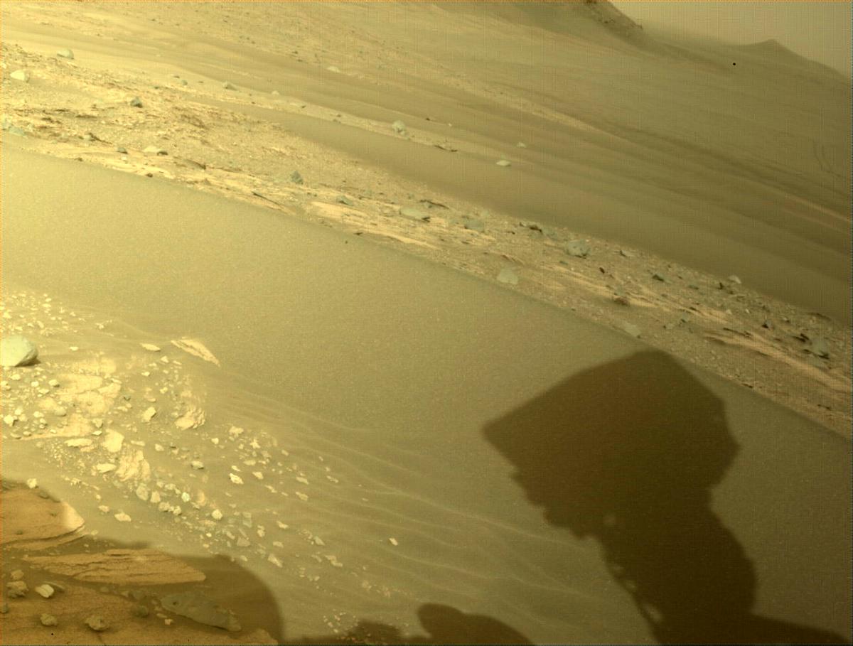 This image was taken by FRONT_HAZCAM_LEFT_A onboard NASA's Mars rover Perseverance on Sol 422