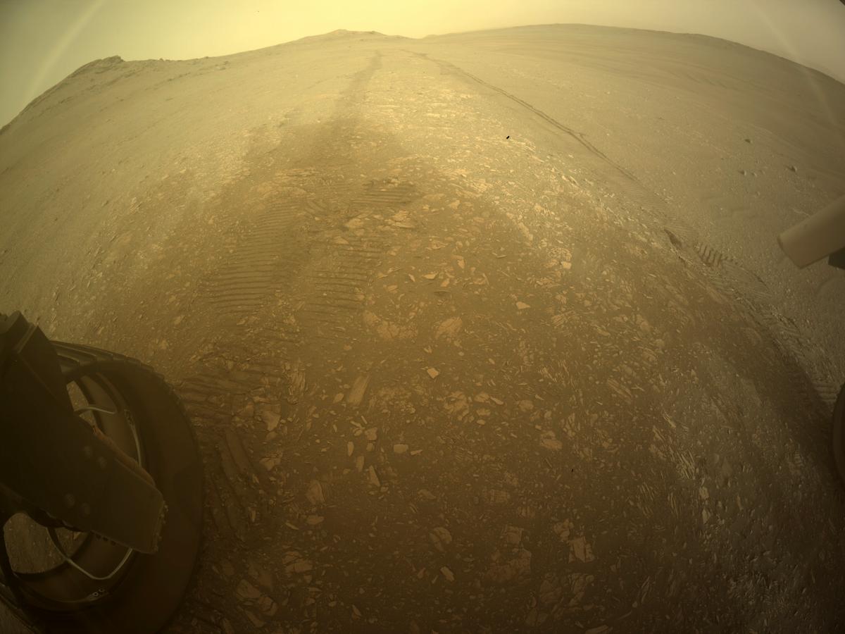 This image was taken by REAR_HAZCAM_LEFT onboard NASA's Mars rover Perseverance on Sol 443