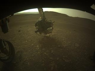 View image taken on Mars, Mars Perseverance Sol 445: Front Left Hazard Avoidance Camera (Hazcam)