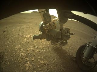 View image taken on Mars, Mars Perseverance Sol 445: Front Right Hazard Avoidance Camera (Hazcam)