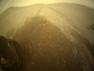 View image taken on Mars, Mars Perseverance Sol 446: Rear Left Hazard Avoidance Camera (Hazcam)