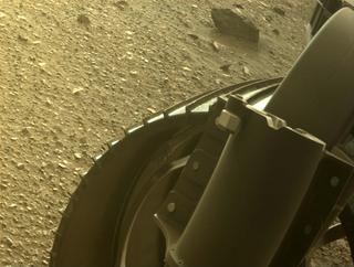 View image taken on Mars, Mars Perseverance Sol 448: Front Right Hazard Avoidance Camera (Hazcam)
