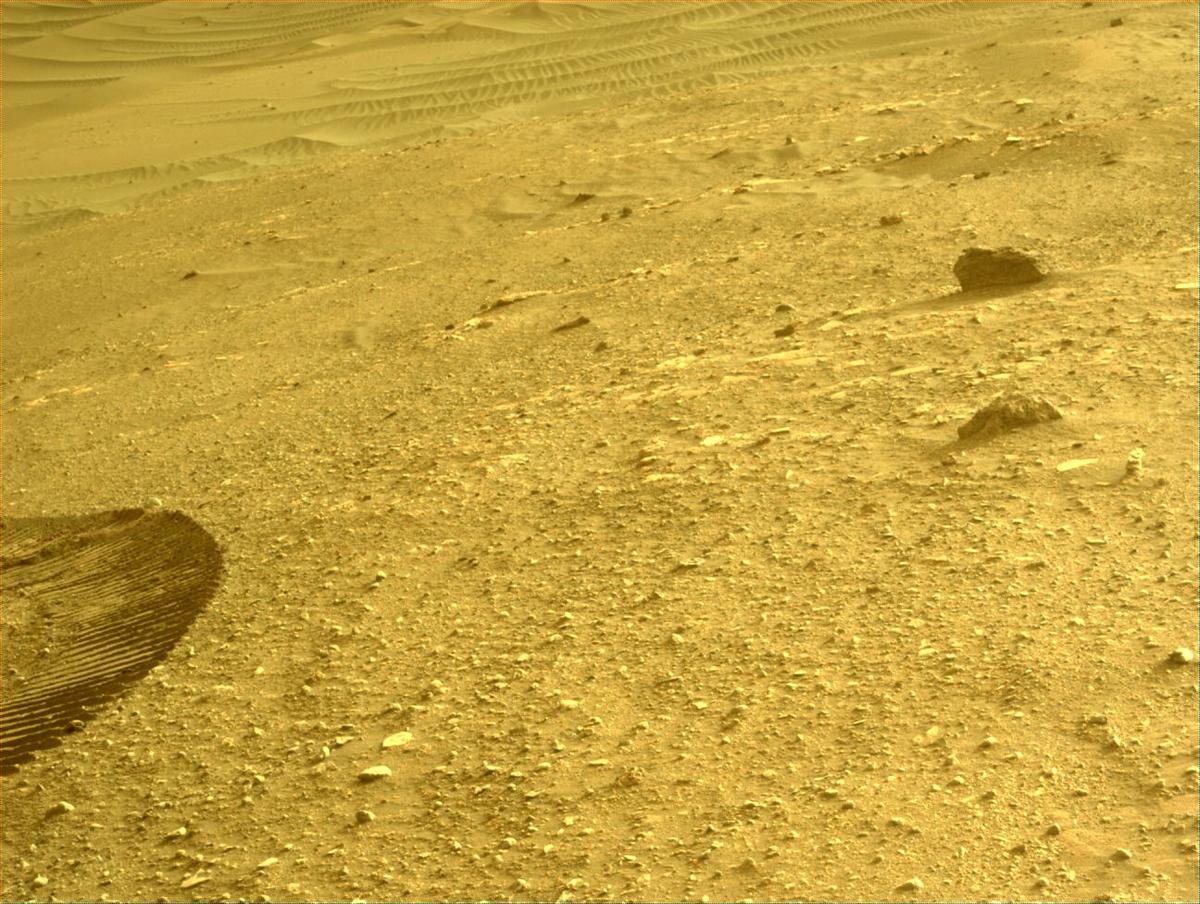 This image was taken by FRONT_HAZCAM_LEFT_A onboard NASA's Mars rover Perseverance on Sol 449