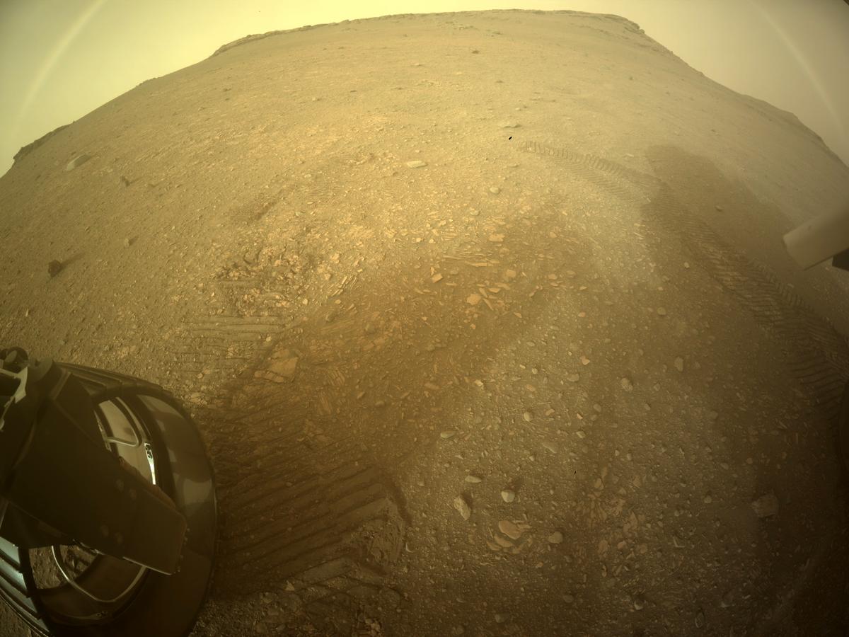 This image was taken by REAR_HAZCAM_LEFT onboard NASA's Mars rover Perseverance on Sol 449