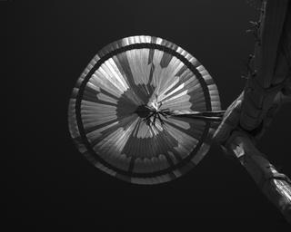View image taken on Mars, Mars Perseverance Sol 450: Parachute Up-Look Camera B