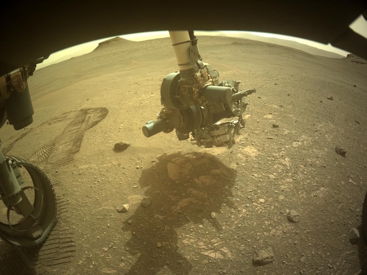 This image was taken by FRONT_HAZCAM_LEFT_A onboard NASA's Mars rover Perseverance on Sol 450