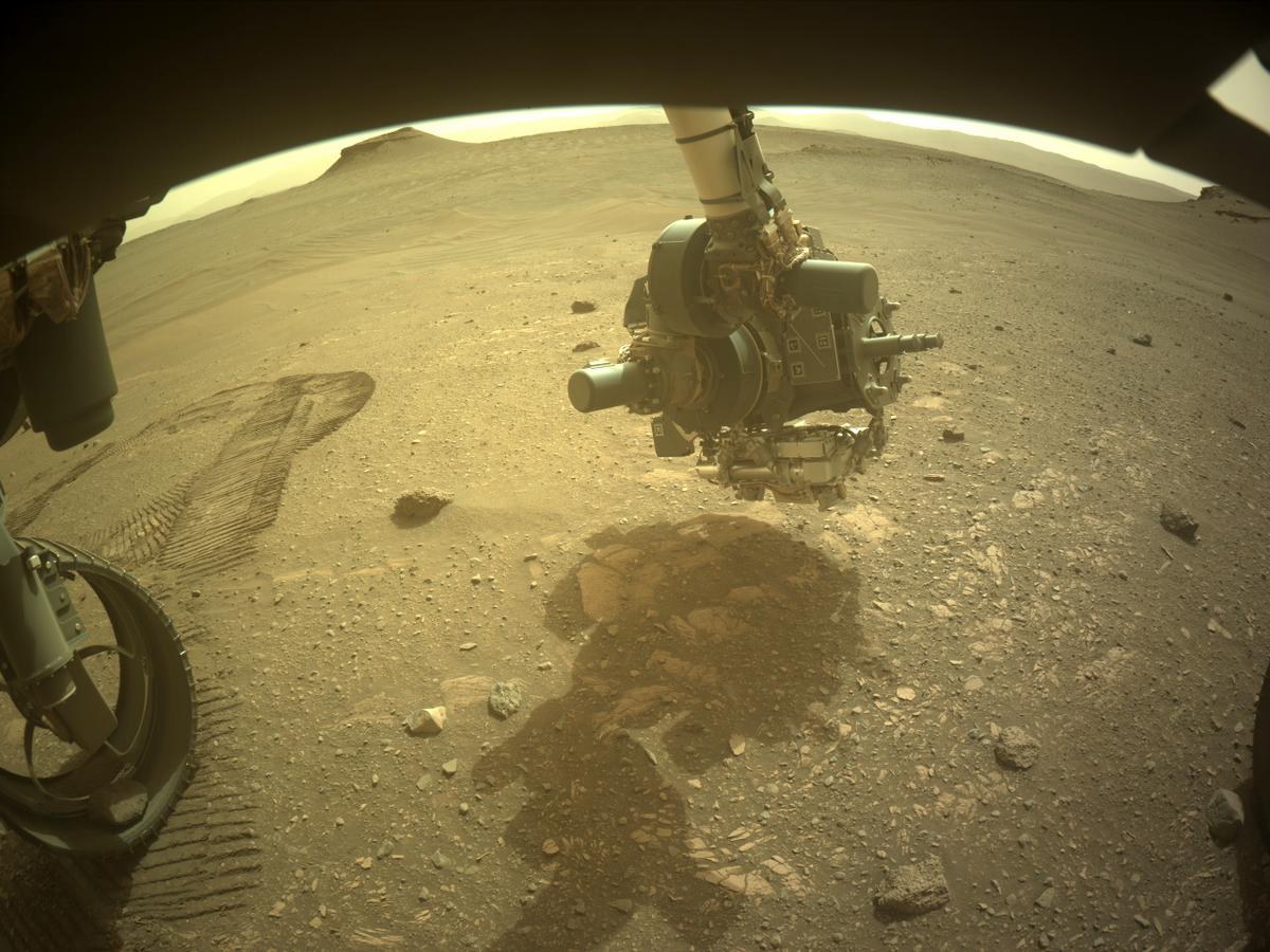 This image was taken by FRONT_HAZCAM_LEFT_A onboard NASA's Mars rover Perseverance on Sol 450