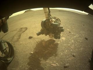 View image taken on Mars, Mars Perseverance Sol 450: Front Left Hazard Avoidance Camera (Hazcam)