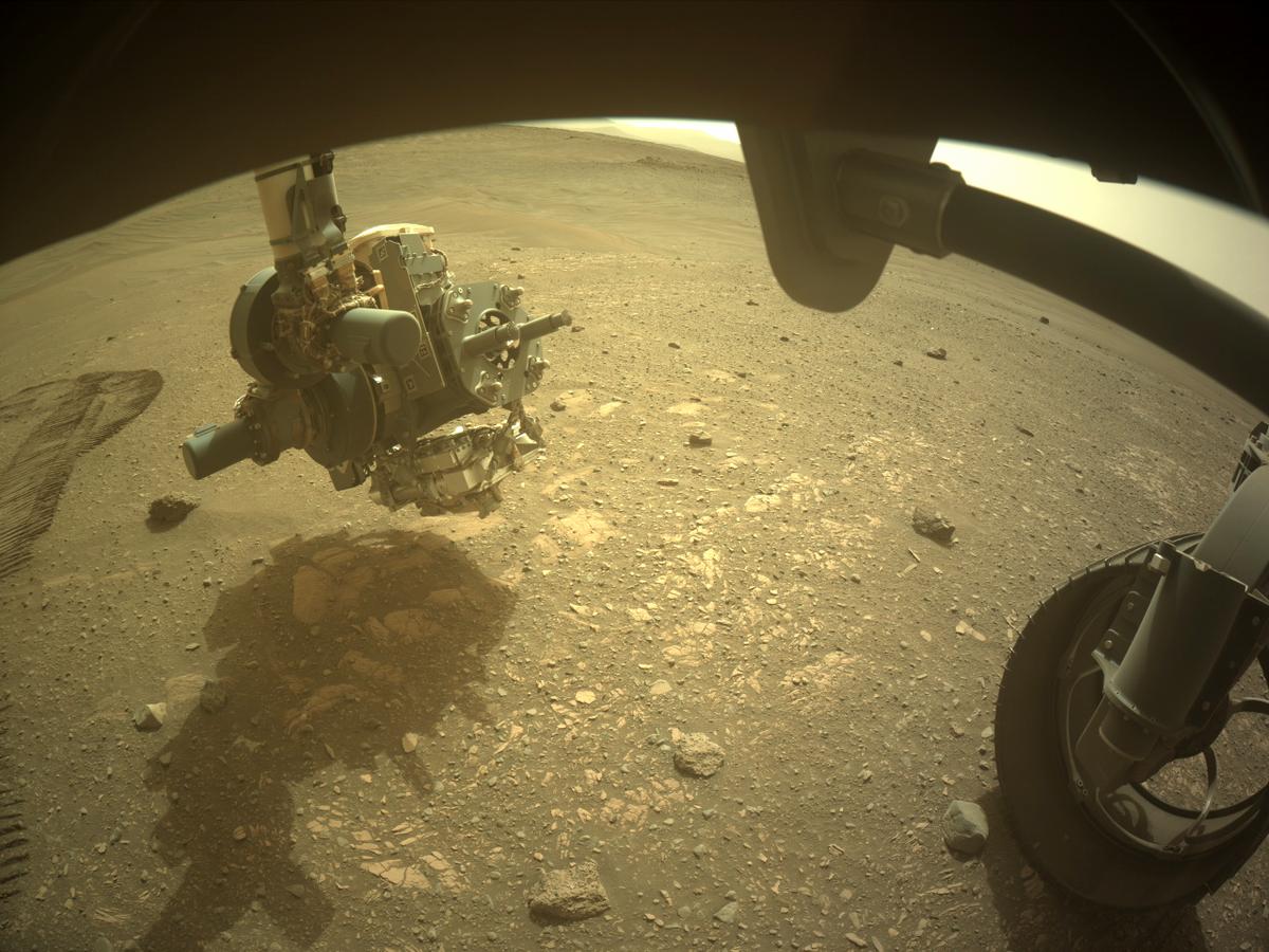 This image was taken by FRONT_HAZCAM_RIGHT_A onboard NASA's Mars rover Perseverance on Sol 450