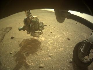 View image taken on Mars, Mars Perseverance Sol 450: Front Right Hazard Avoidance Camera (Hazcam)