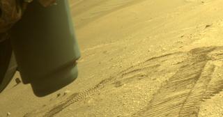 View image taken on Mars, Mars Perseverance Sol 452: Front Left Hazard Avoidance Camera (Hazcam)