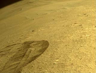 View image taken on Mars, Mars Perseverance Sol 452: Front Right Hazard Avoidance Camera (Hazcam)