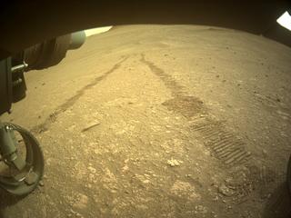 View image taken on Mars, Mars Perseverance Sol 455: Front Left Hazard Avoidance Camera (Hazcam)