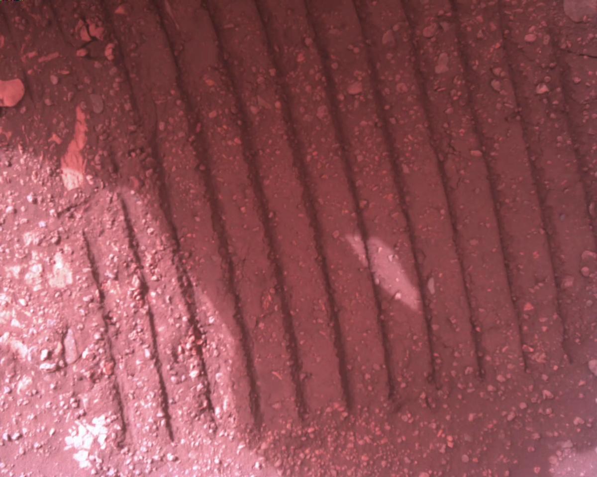 This image was taken by EDL_RDCAM onboard NASA's Mars rover Perseverance on Sol 458