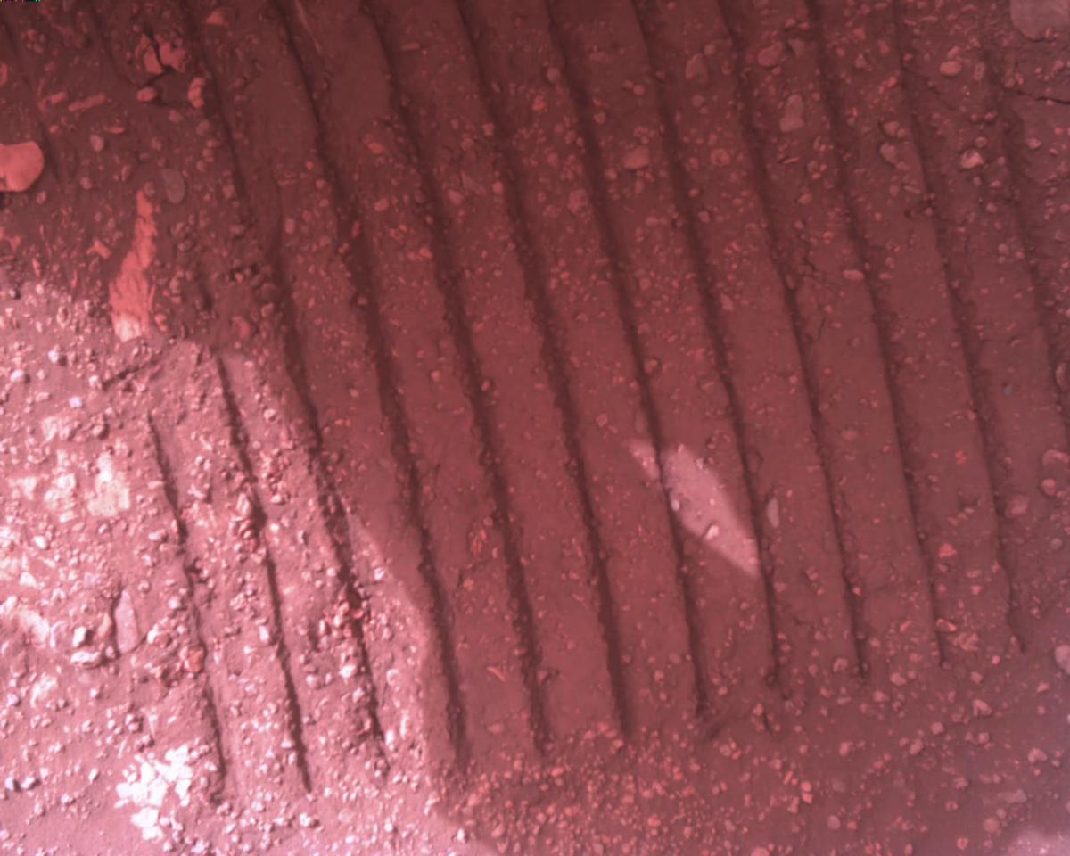 This image was taken by EDL_RDCAM onboard NASA's Mars rover Perseverance on Sol 458