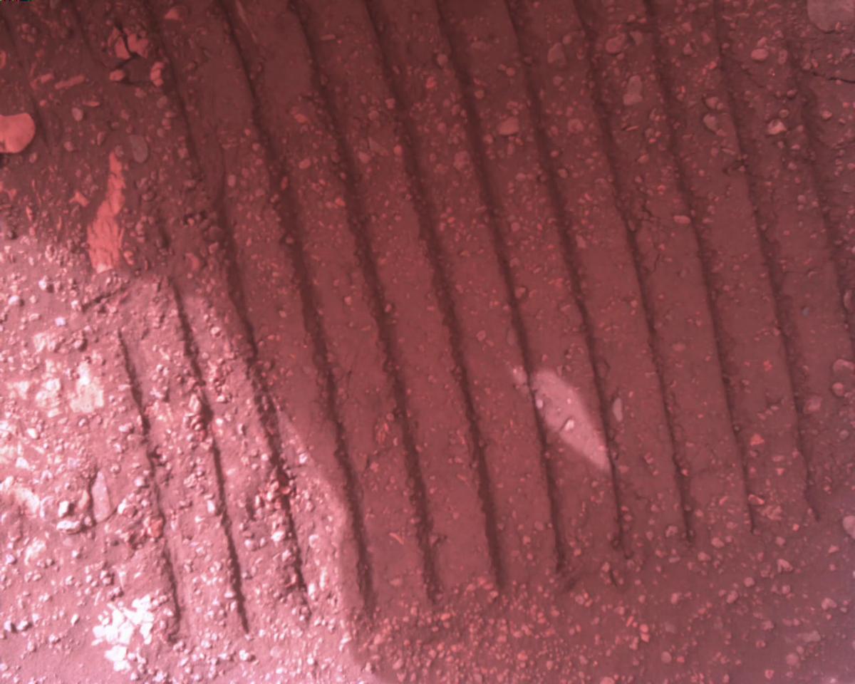 This image was taken by EDL_RDCAM onboard NASA's Mars rover Perseverance on Sol 458
