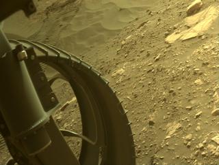 View image taken on Mars, Mars Perseverance Sol 461: Front Left Hazard Avoidance Camera (Hazcam)