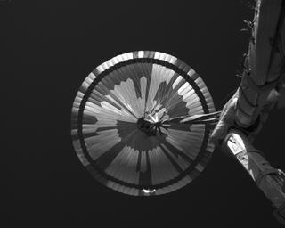 View image taken on Mars, Mars Perseverance Sol 463: Parachute Up-Look Camera B