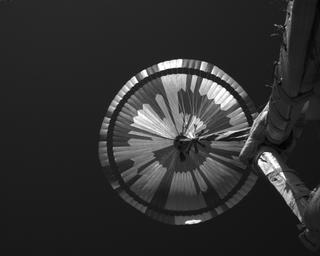 View image taken on Mars, Mars Perseverance Sol 475: Parachute Up-Look Camera B