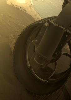 View image taken on Mars, Mars Perseverance Sol 495: Front Right Hazard Avoidance Camera (Hazcam)