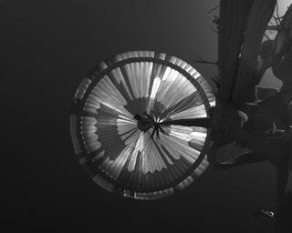 View image taken on Mars, Mars Perseverance Sol 497: Parachute Up-Look Camera A