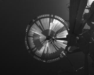 View image taken on Mars, Mars Perseverance Sol 497: Parachute Up-Look Camera A