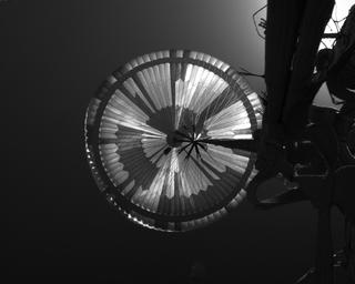 View image taken on Mars, Mars Perseverance Sol 497: Parachute Up-Look Camera A