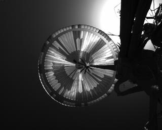View image taken on Mars, Mars Perseverance Sol 497: Parachute Up-Look Camera A