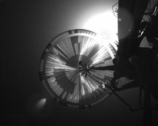 View image taken on Mars, Mars Perseverance Sol 497: Parachute Up-Look Camera A