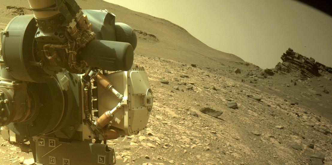 This image was taken by FRONT_HAZCAM_LEFT_A onboard NASA's Mars rover Perseverance on Sol 504