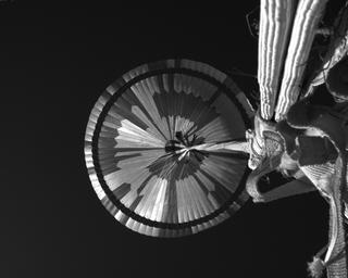 View image taken on Mars, Mars Perseverance Sol 519: Parachute Up-Look Camera A