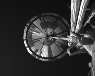 View image taken on Mars, Mars Perseverance Sol 519: Parachute Up-Look Camera A