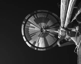 View image taken on Mars, Mars Perseverance Sol 519: Parachute Up-Look Camera A