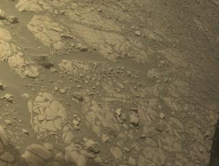 View image taken on Mars, Mars Perseverance Sol 527: Front Left Hazard Avoidance Camera (Hazcam)