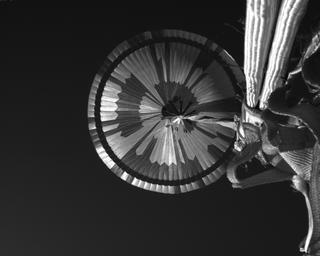 View image taken on Mars, Mars Perseverance Sol 551: Parachute Up-Look Camera A