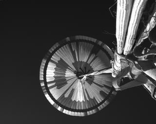 View image taken on Mars, Mars Perseverance Sol 551: Parachute Up-Look Camera A