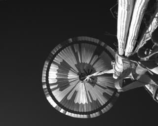 View image taken on Mars, Mars Perseverance Sol 551: Parachute Up-Look Camera A