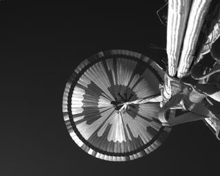 View image taken on Mars, Mars Perseverance Sol 551: Parachute Up-Look Camera A
