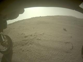 View image taken on Mars, Mars Perseverance Sol 555: Front Left Hazard Avoidance Camera (Hazcam)