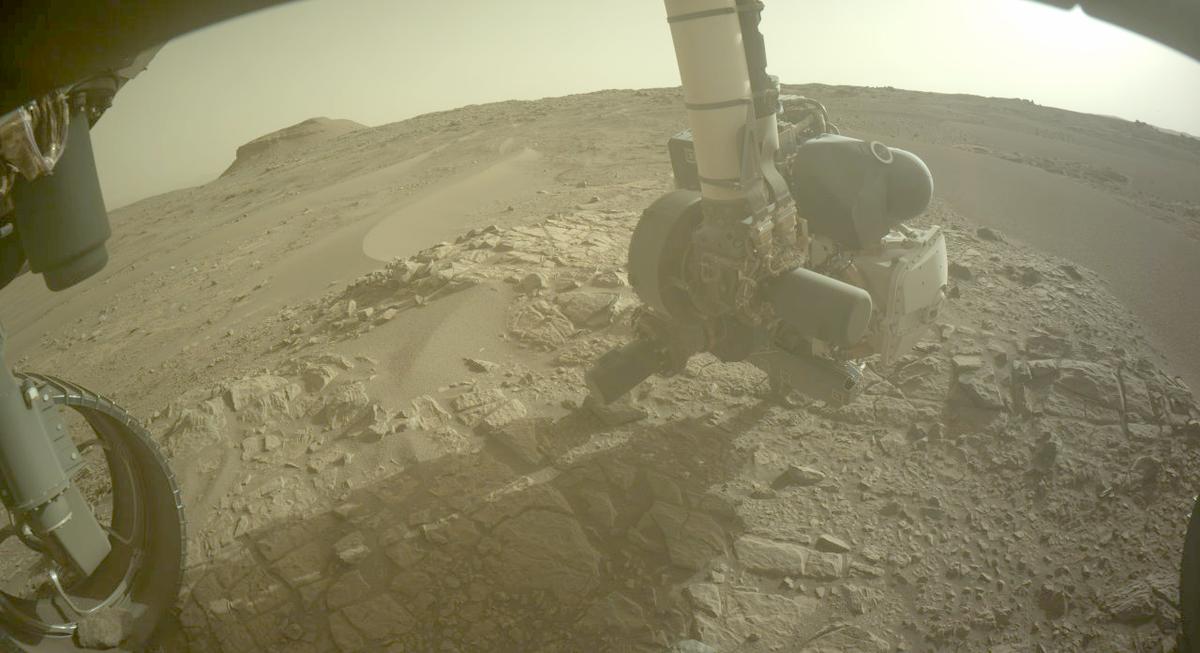 This image was taken by FRONT_HAZCAM_LEFT_A onboard NASA's Mars rover Perseverance on Sol 568