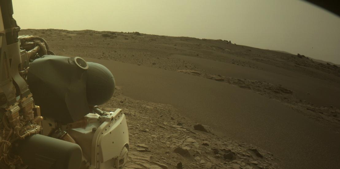 This image was taken by FRONT_HAZCAM_LEFT_A onboard NASA's Mars rover Perseverance on Sol 575