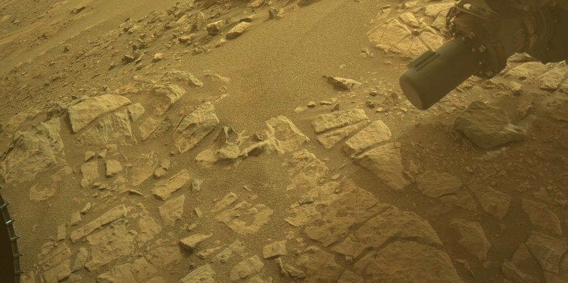 This image was taken by FRONT_HAZCAM_LEFT_A onboard NASA's Mars rover Perseverance on Sol 575
