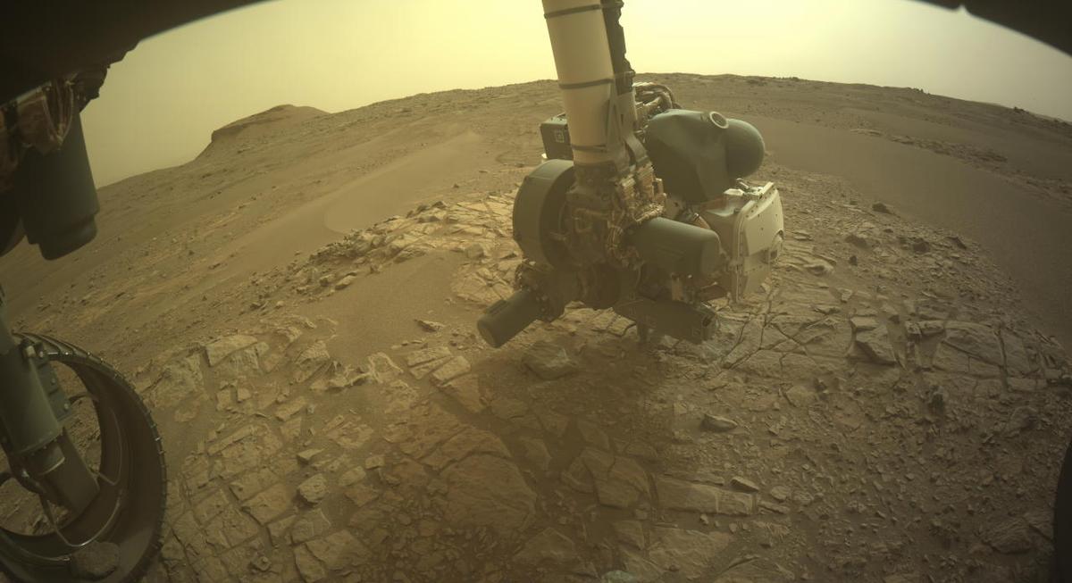 This image was taken by FRONT_HAZCAM_LEFT_A onboard NASA's Mars rover Perseverance on Sol 575