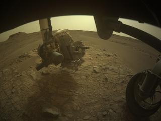 View image taken on Mars, Mars Perseverance Sol 577: Front Right Hazard Avoidance Camera (Hazcam)