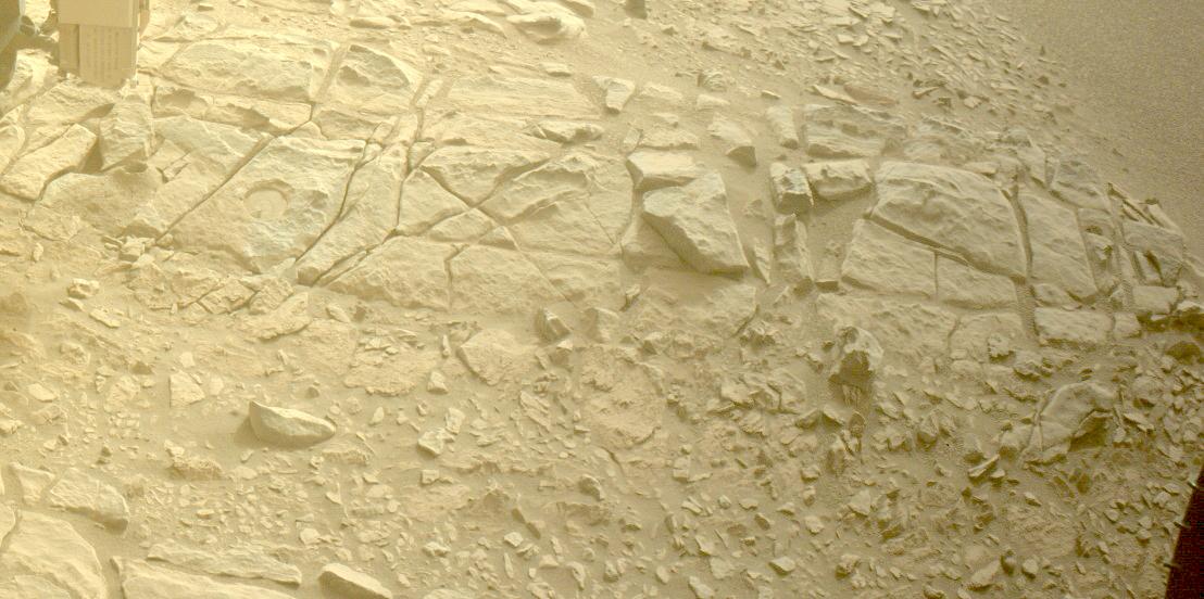 This image was taken by FRONT_HAZCAM_LEFT_A onboard NASA's Mars rover Perseverance on Sol 579