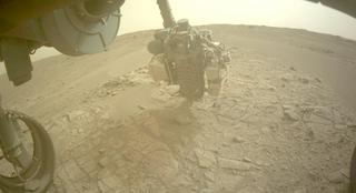View image taken on Mars, Mars Perseverance Sol 579: Front Left Hazard Avoidance Camera (Hazcam)