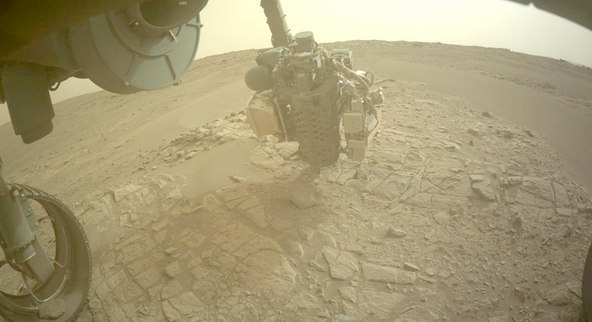 This image was taken by FRONT_HAZCAM_LEFT_A onboard NASA's Mars rover Perseverance on Sol 579